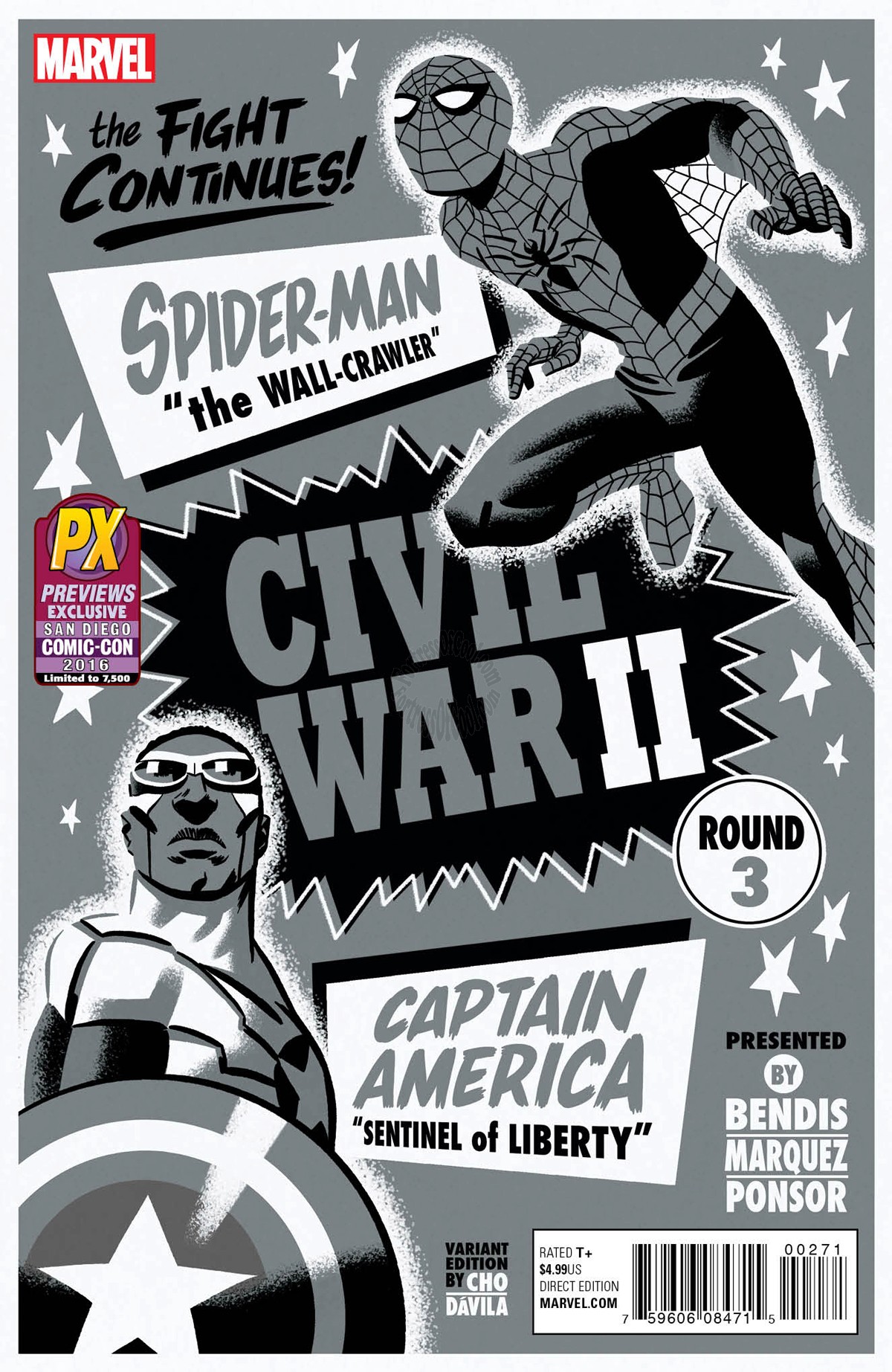 Civil War II #3 MICHAEL CHO B&W VARIANT 2016 SDCC SAN DIEGO COMIC-CON EXCLUSIVE