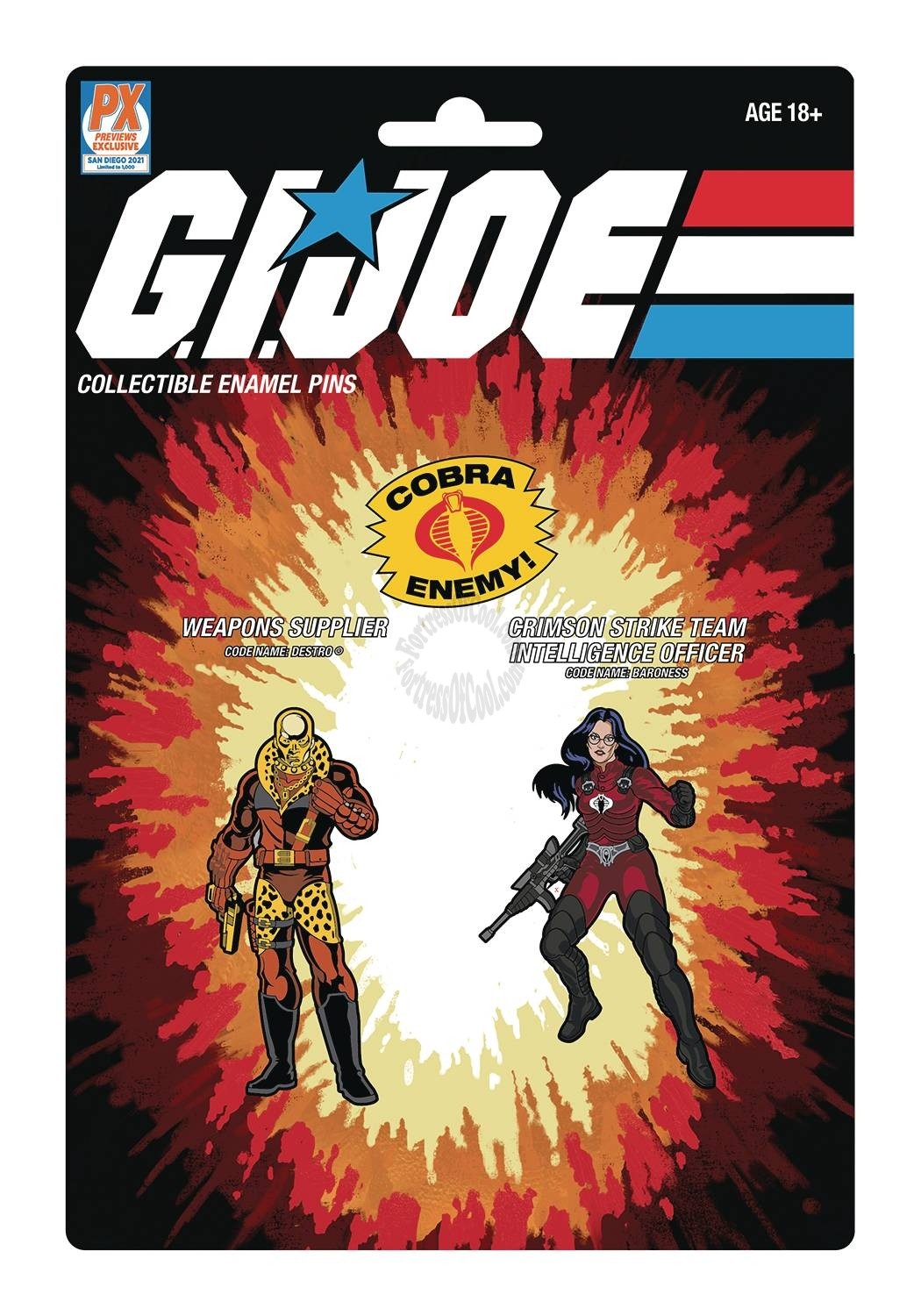 GI JOE PD DESTRO & CRIMSON BARONESS SDCC 2021 PREVIEWS EXCLUSIVE PIN SET