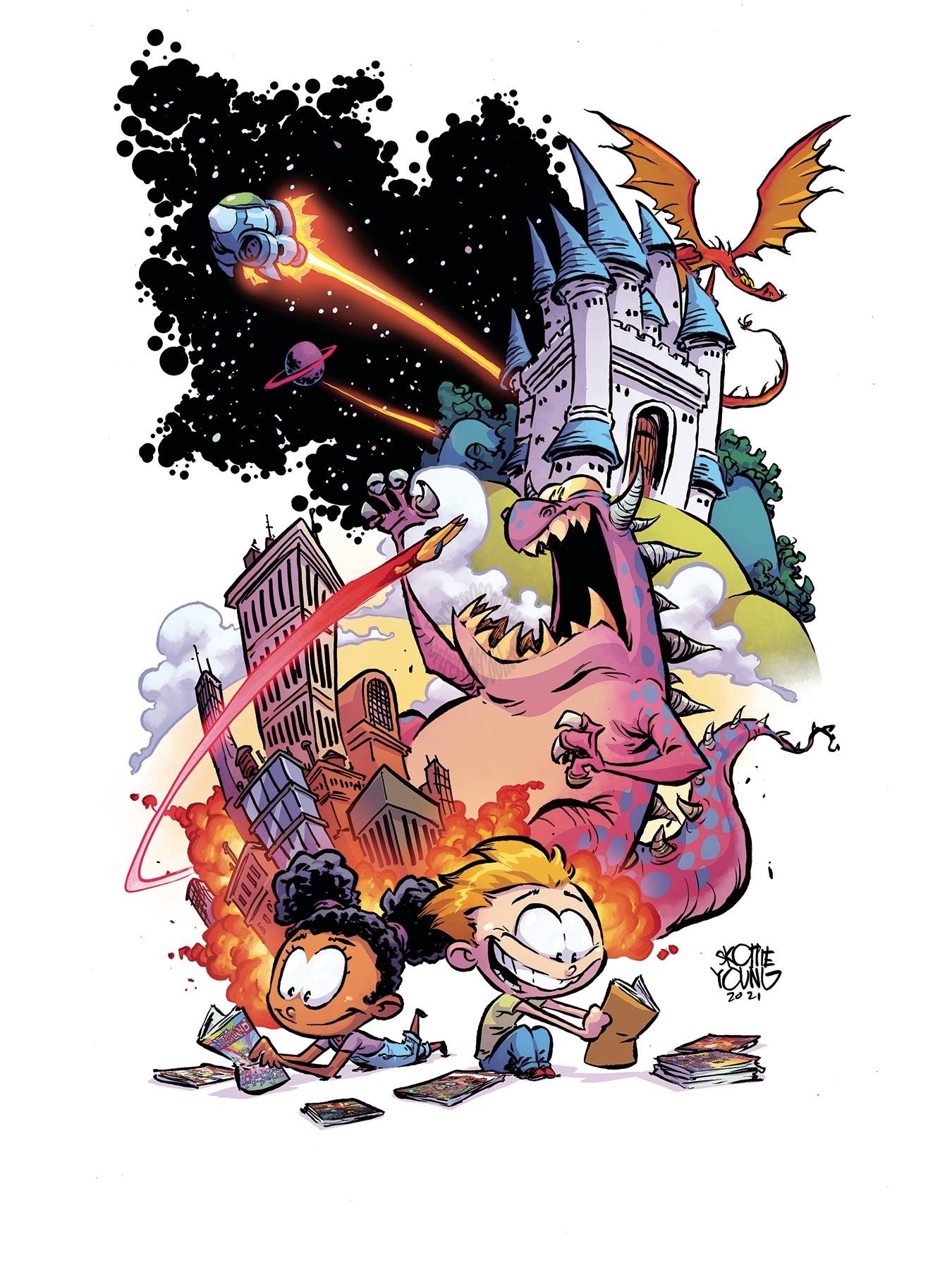 FCBD 2021 COMMEMORATIVE ARTIST SKOTTIE YOUNG WOMEN HEATHER GRAY T-SHIRT XXL