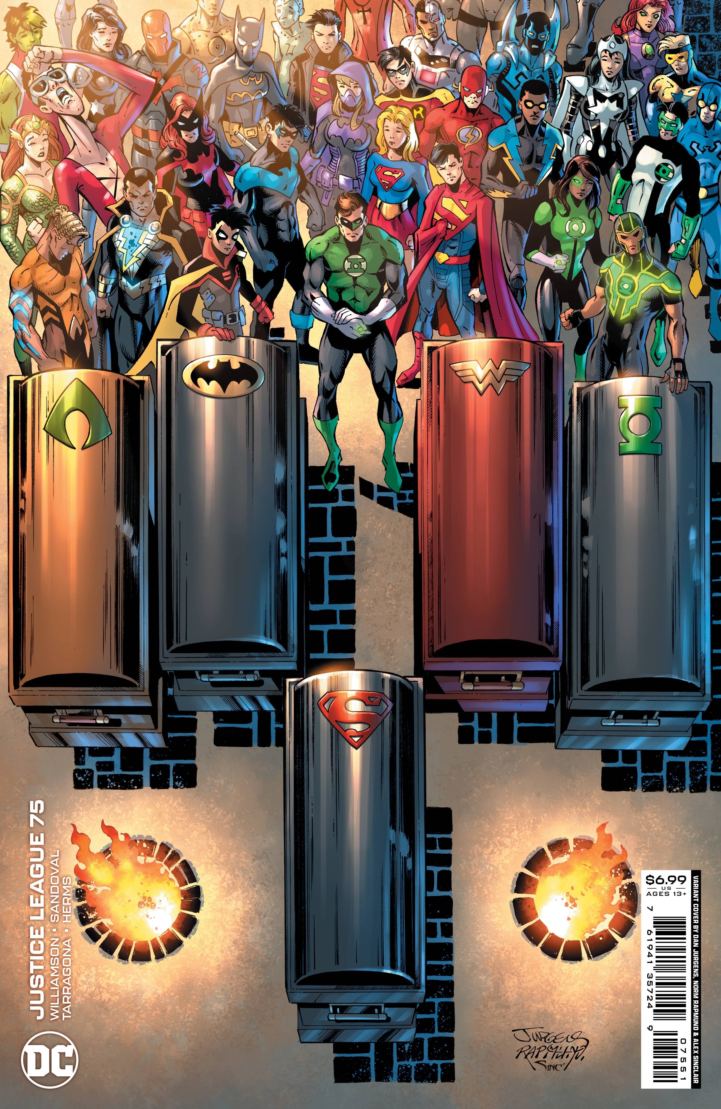 JUSTICE LEAGUE #75 CVR D JURGENS & RAPMUND CARD STOCK VARIANT