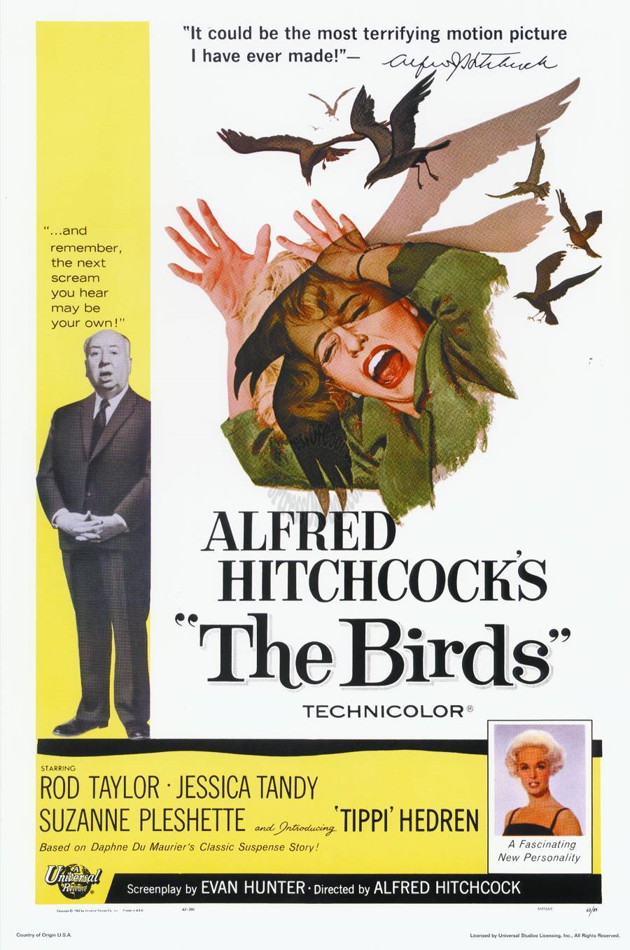 ALFRED HITCHCOCK THE BIRDS MOVIE MASTERPRINT