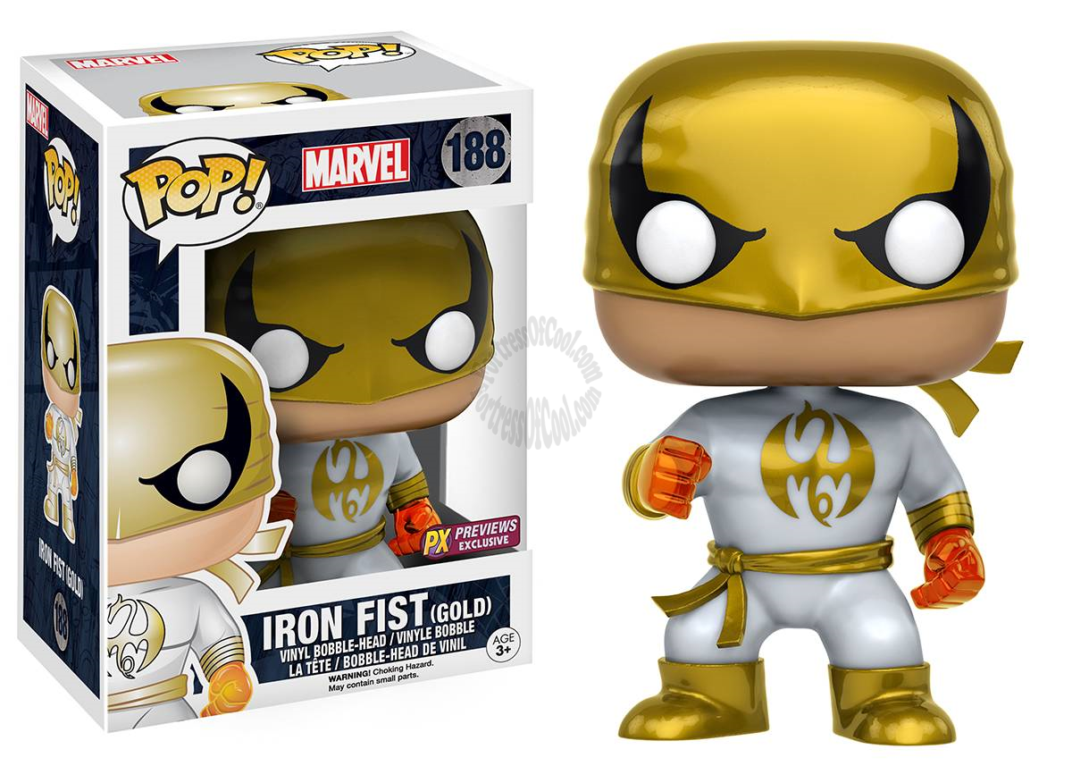 IRON FIST PX EXCLUSIVE GOLD VINYL WHITE COSTUME VERSION FCBD 2017 POP MARVEL 