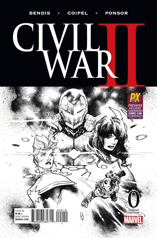 Civil War II #0 COIPEL B&W VARIANT 2016 SDCC SAN DIEGO COMIC-CON EXCLUSIVE