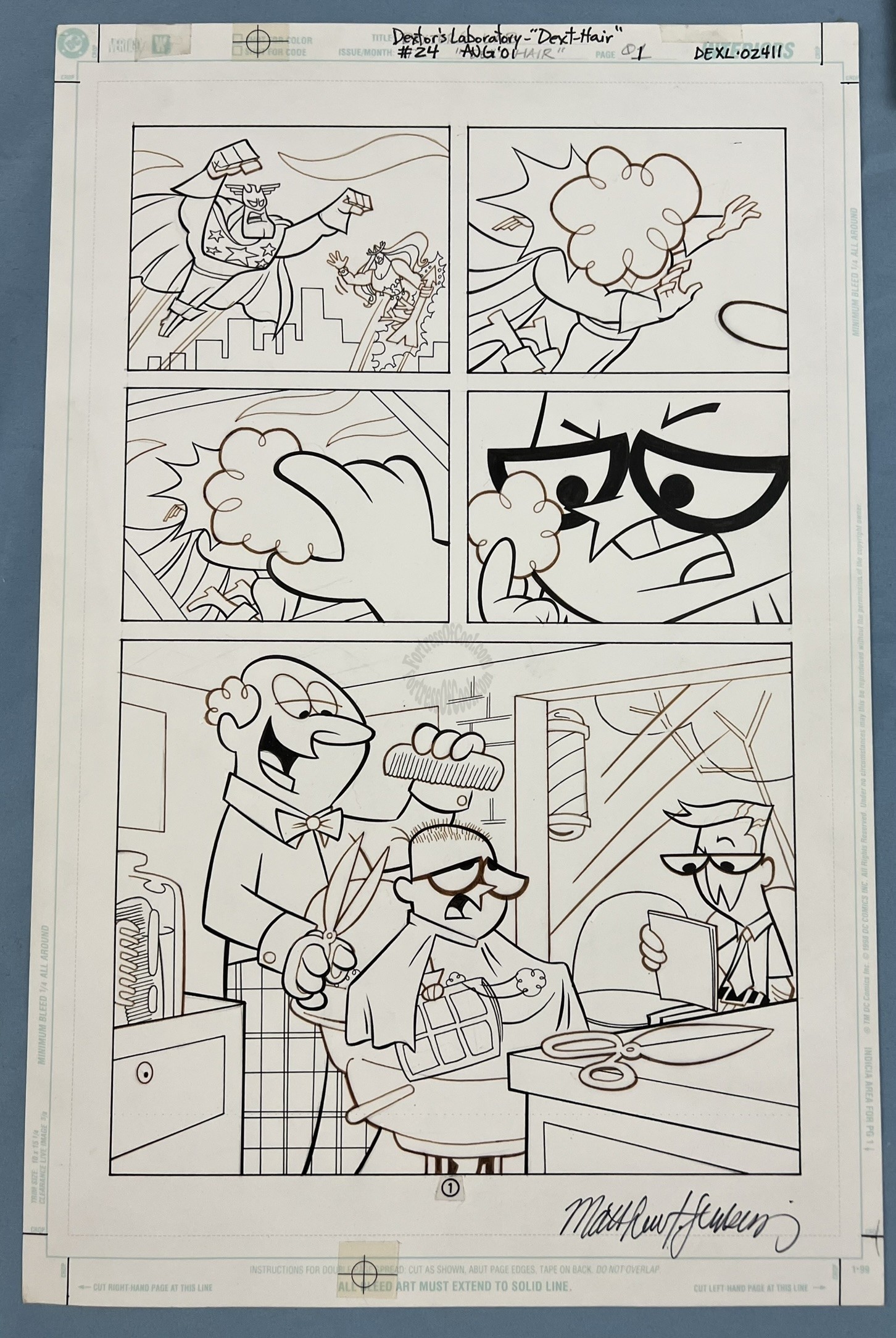 Dexter's Laboratory #24 Signed Original Art Page (Dext-Hair Page 1) - Matt Jenkins