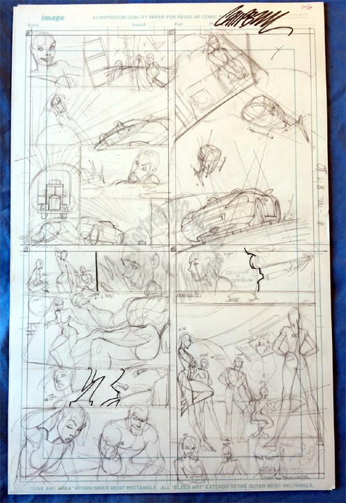 J Scott Campbell Signed Original Art - PRELIM - DANGER GIRL #1 Pages 21-22 and 31-32