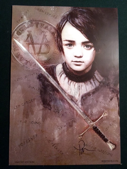 ARYA STARK - Game Of Thrones - Rob Prior SIgned Print