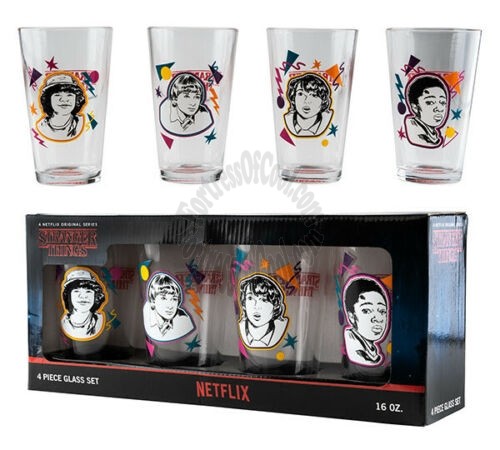 Stranger Things 4 Piece 16 ounce Pint Glass Set 