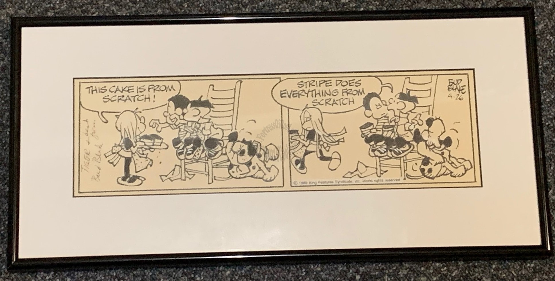 Tiger - ORIGINAL ART - COMIC STRIP DAILY - HAND SIGNED by BUD BLAKE - FRAMED