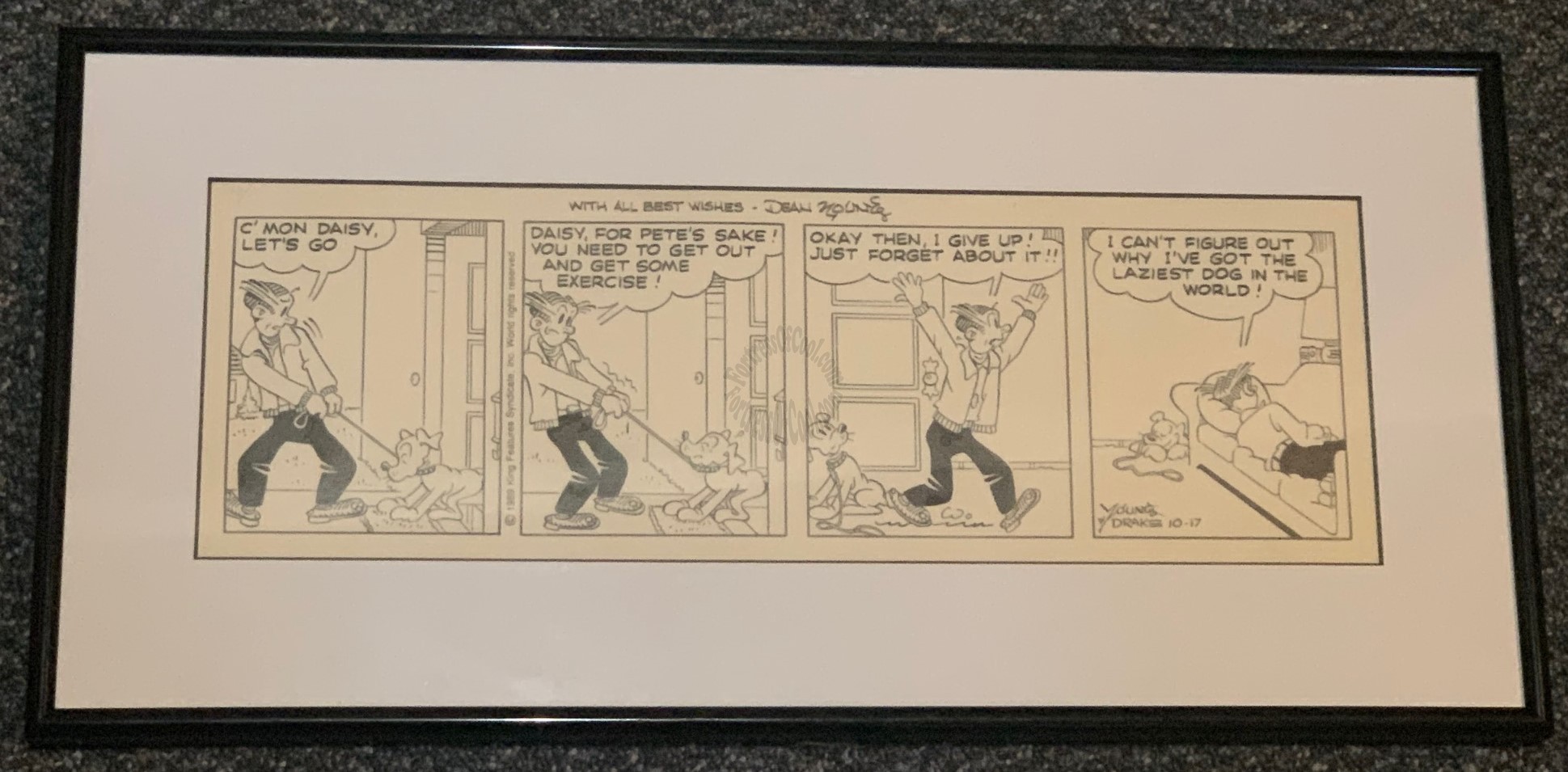 Blondie - ORIGINAL ART - COMIC STRIP DAILY - HAND SIGNED by DEAN YOUNG - FRAMED