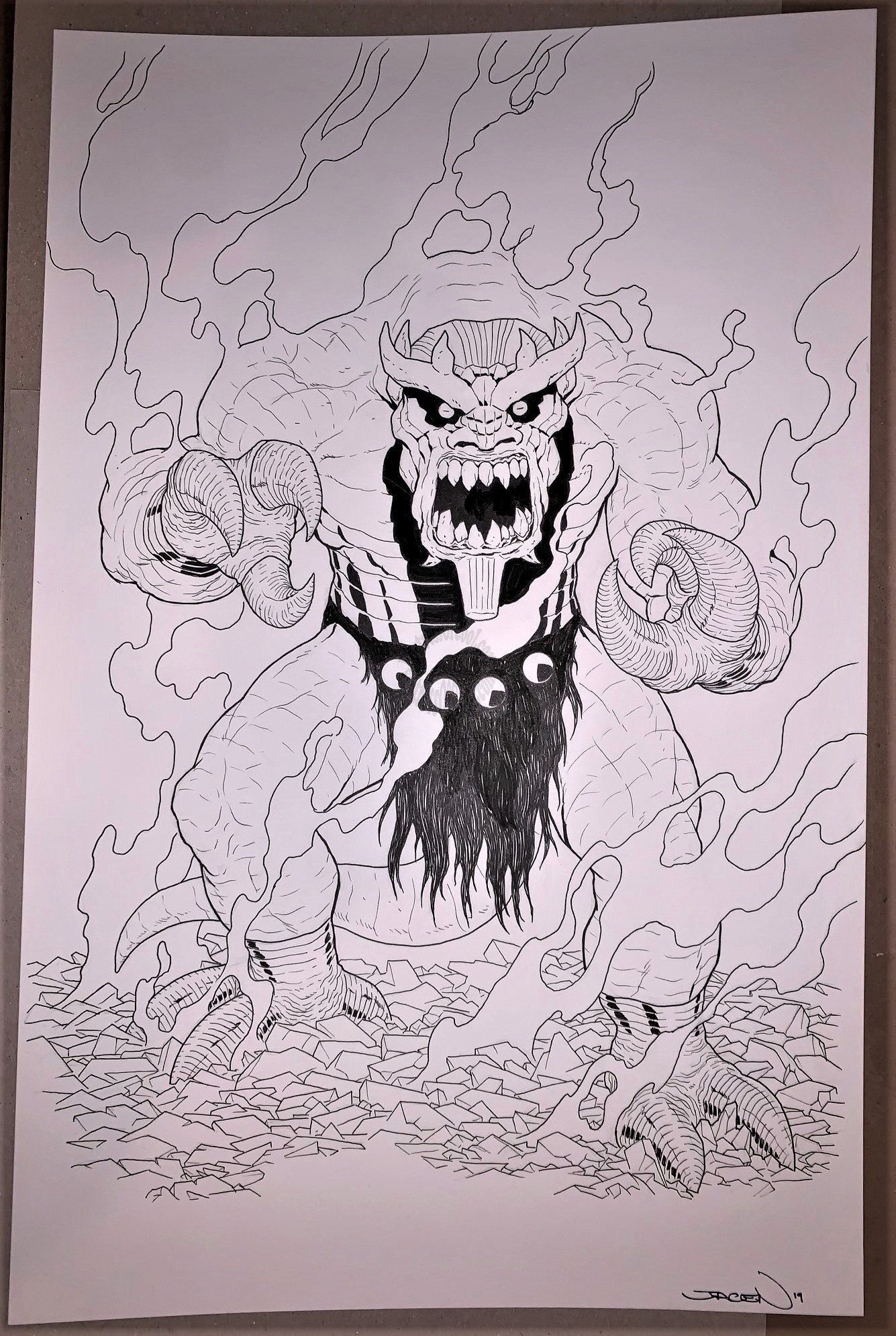 MARVEL MONSTERS #1 PAGE 10 ORIGINAL ART - MANGOG - JACEN BURROWS
