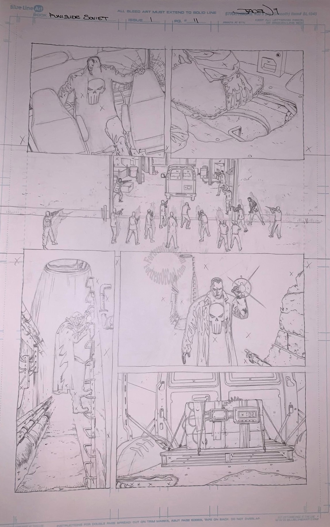 PUNISHER SOVIET #1 PAGE 11 ORIGINAL ART - JACEN BURROWS