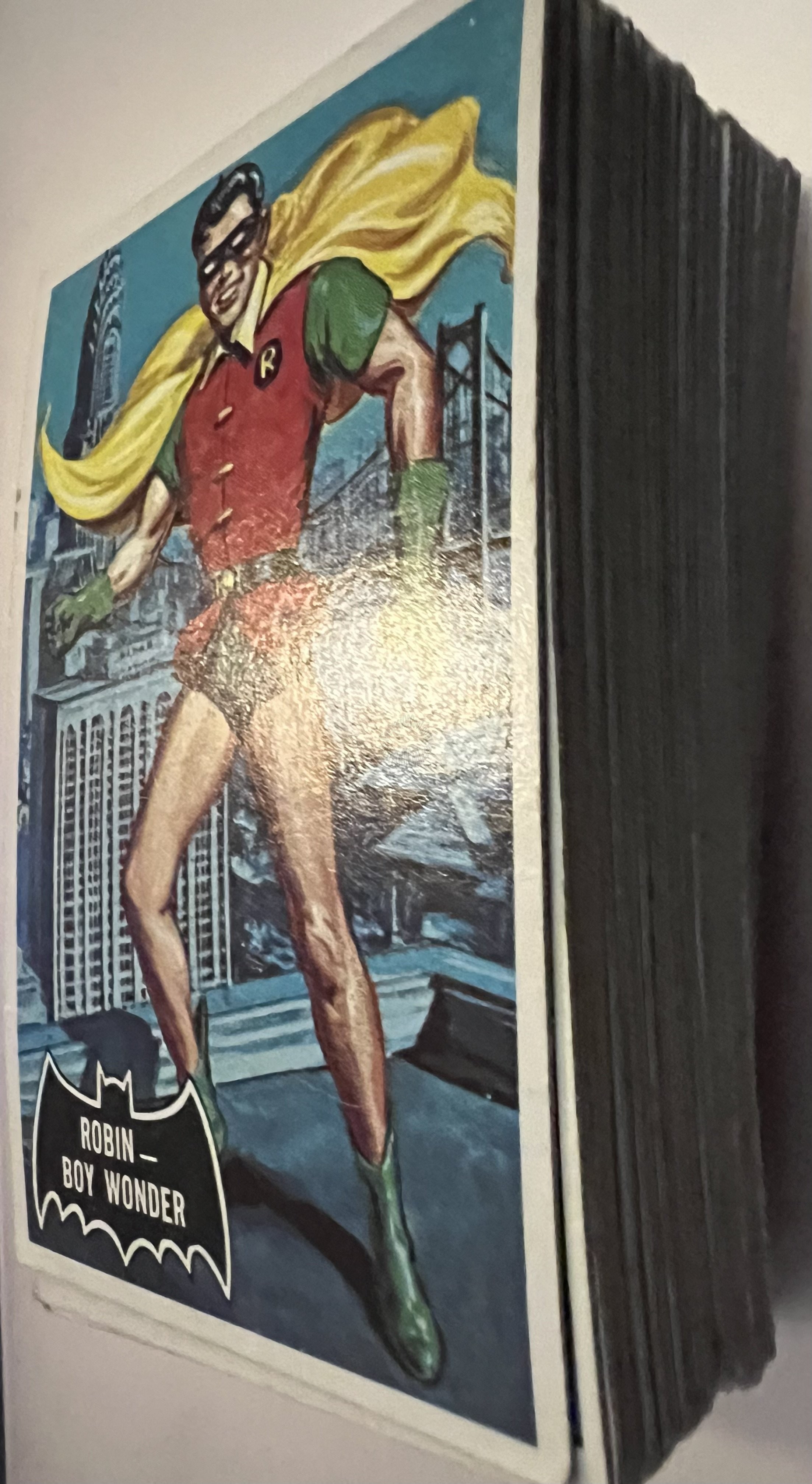 1966 BATMAN TOPPS BLACK BAT CARD SET (ONLY MISSING #1) + RIDDLER BACK #15 BONUS CARD