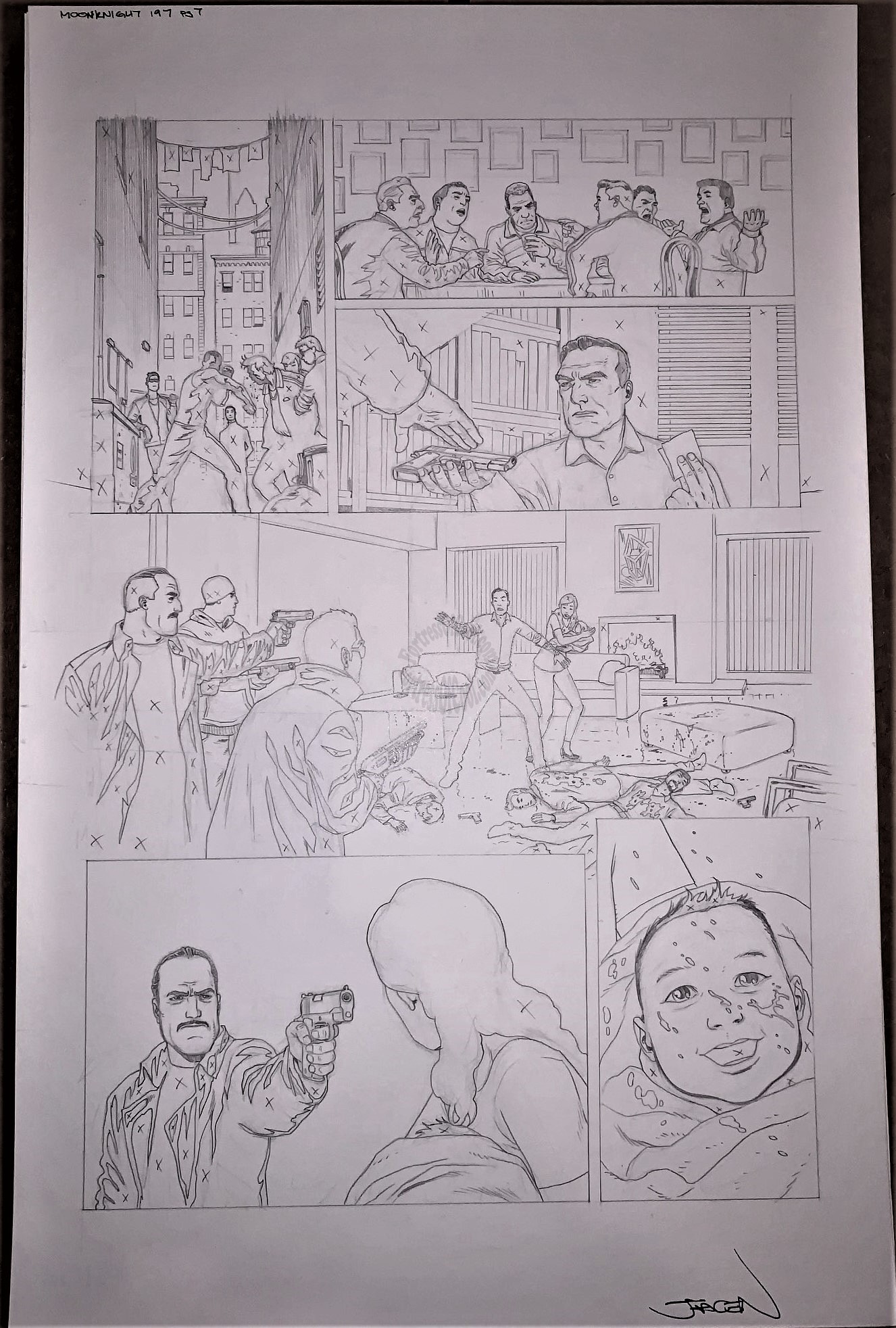 MOON KNIGHT #197 PAGE 7 ORIGINAL ART - JACEN BURROWS