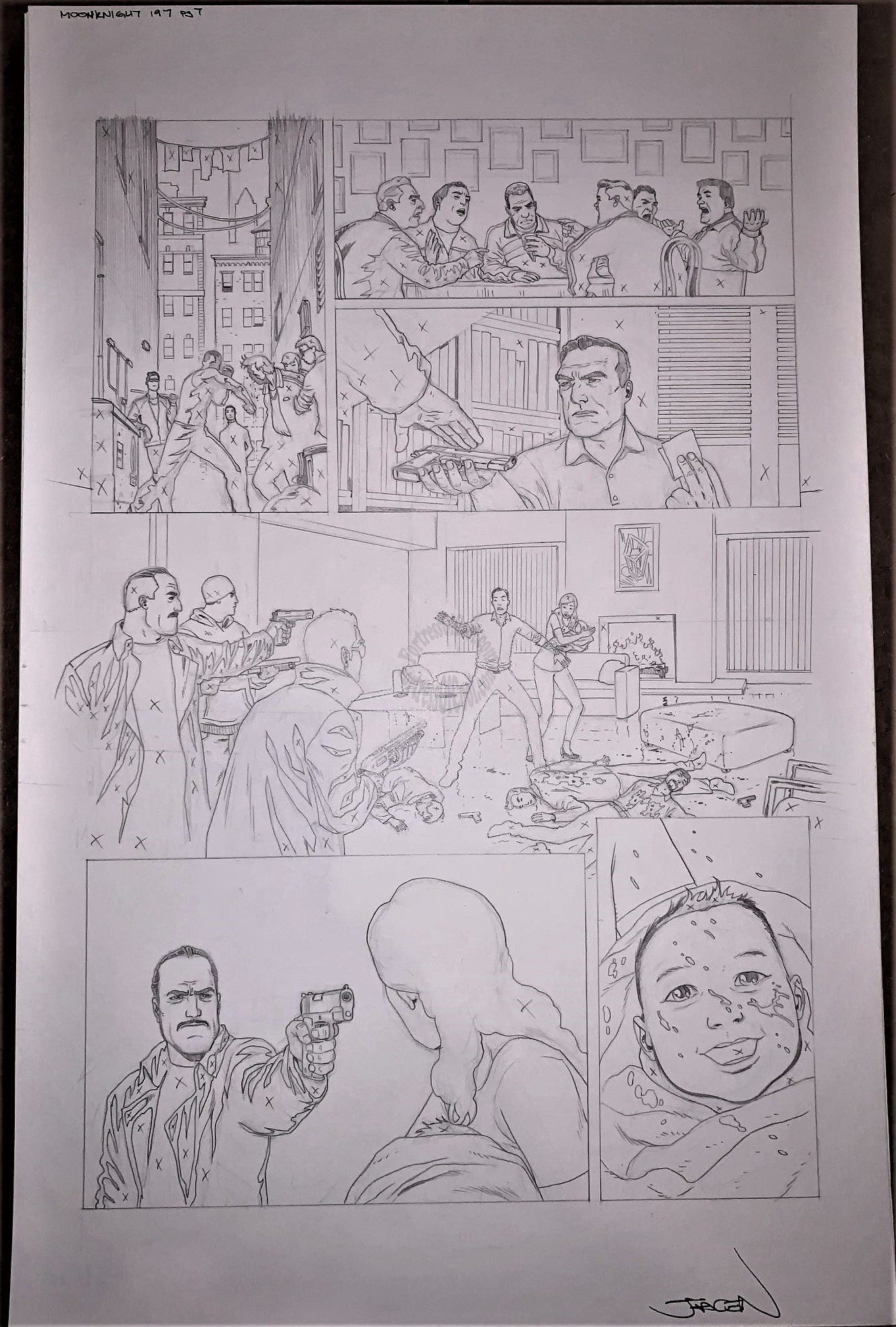 MOON KNIGHT #197 PAGE 7 ORIGINAL ART - JACEN BURROWS