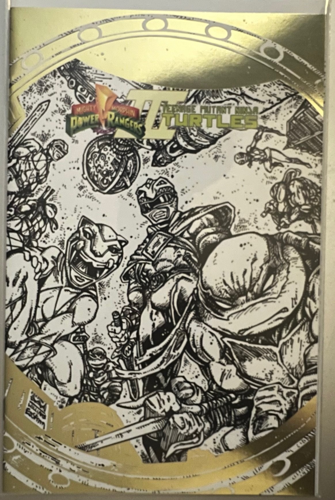POWER RANGERS TEENAGE MUTANT NINJA TURTLES III #1 - GOLD FOIL ASHCAN EASTMAN VARIANT - MMPR TMNT