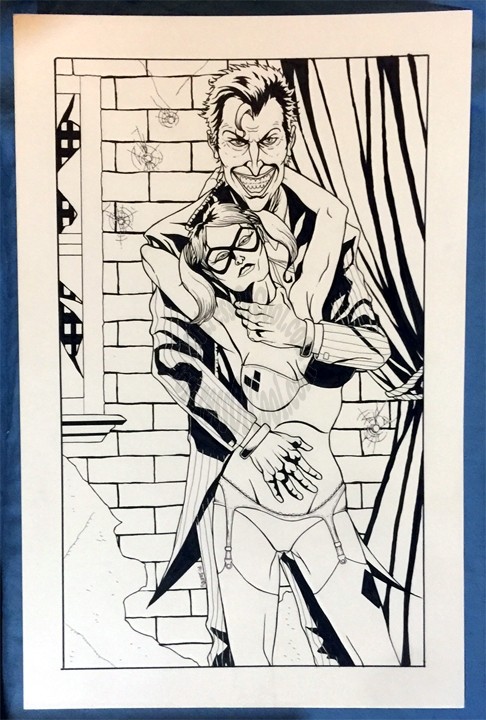 JOKER and HARLEY QUINN ORIGNAL ART (and free color print) BY JASON FLOWERS