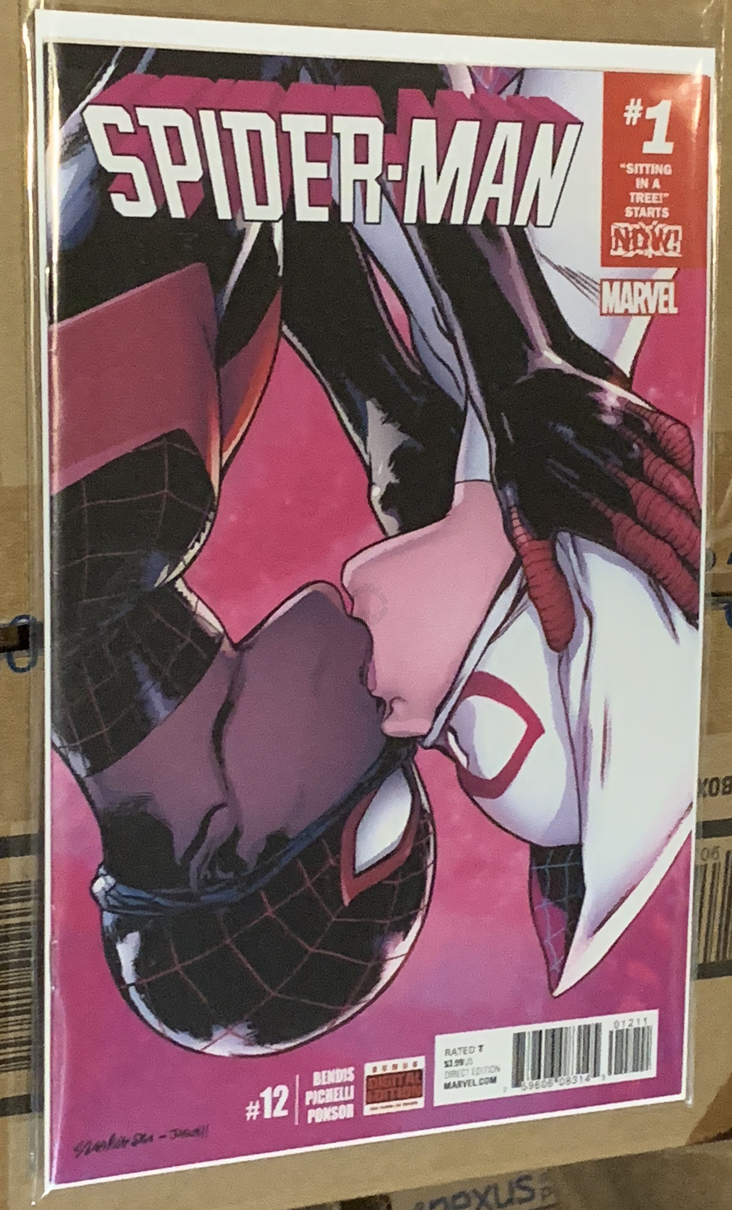 Spider-Man #12 (Miles Morales and Spider-Gwen Kiss)