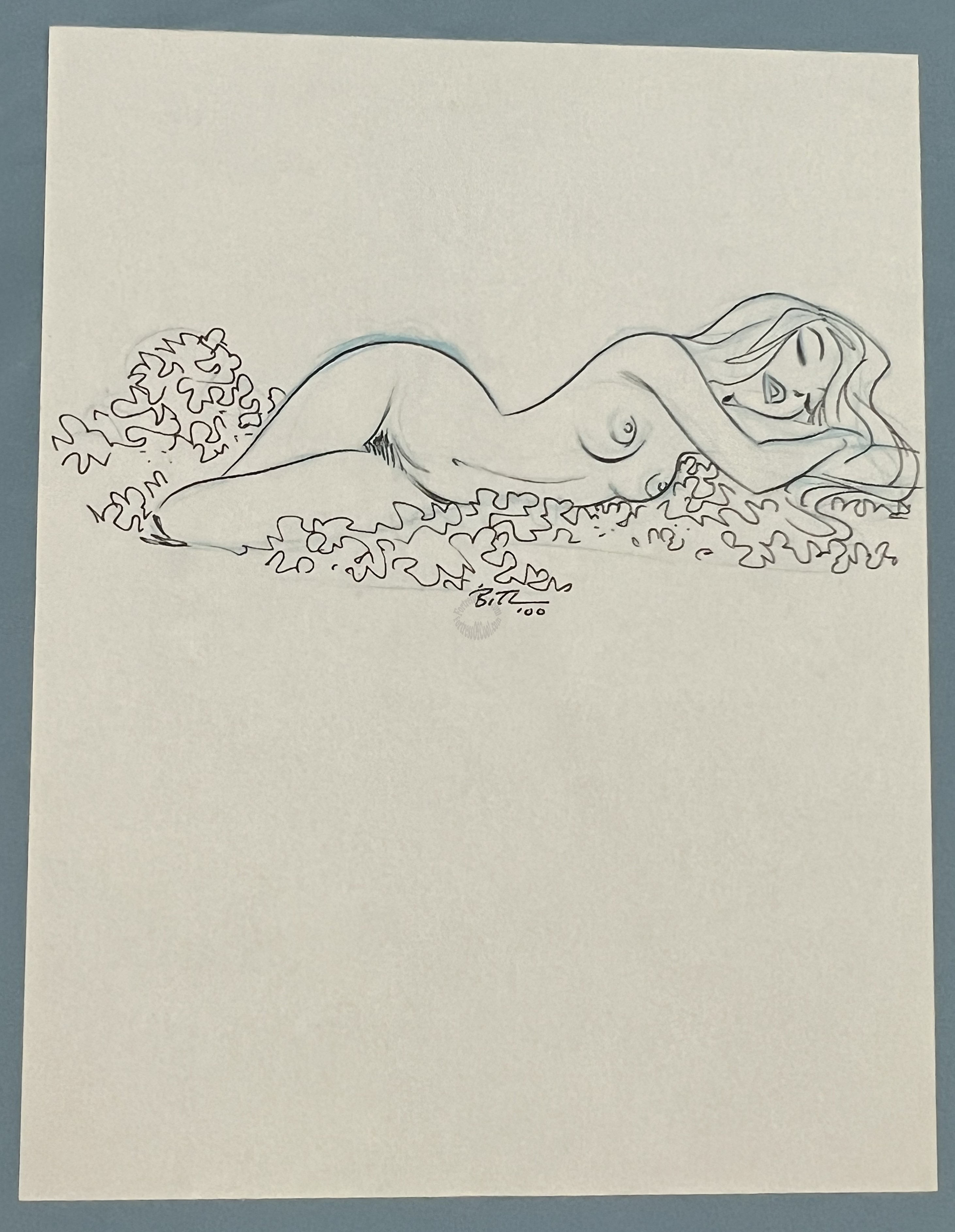 Nude Woman in Repose - Bruce Timm Original Signed Sketch