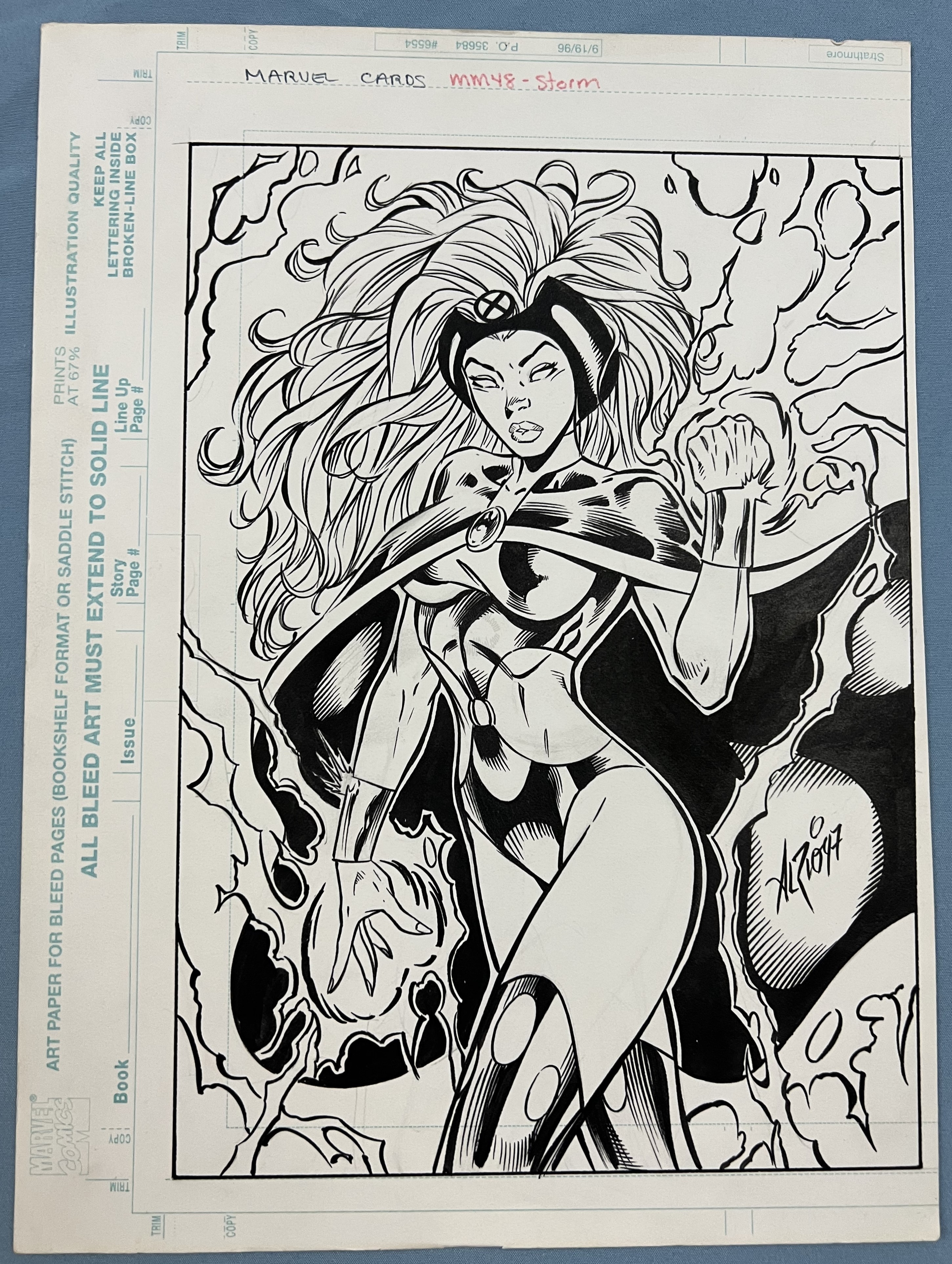Storm - AL RIO Signed Original Art for Marvel Card
