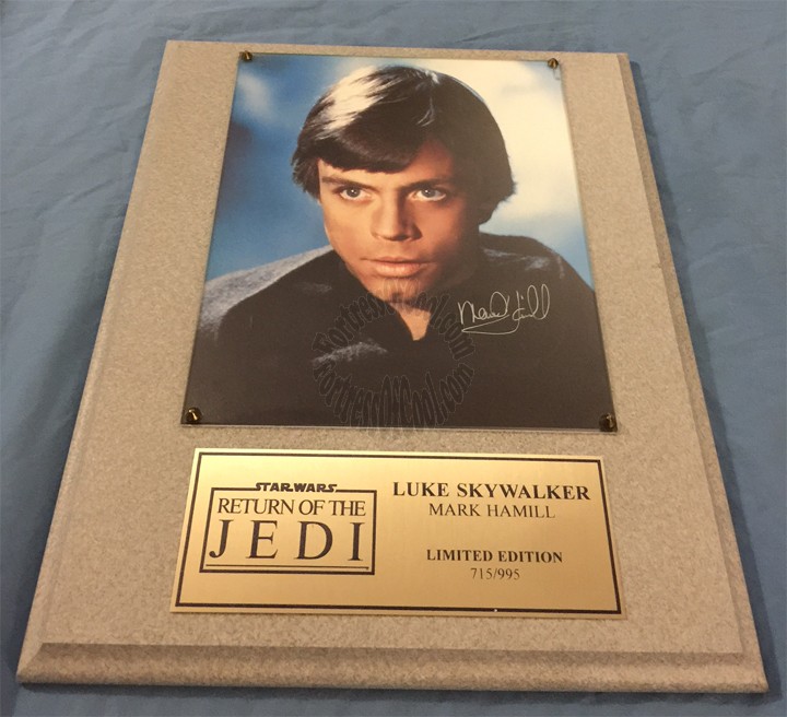 Mark Hamill Autographed Luke Skywalker Star Wars Return of the Jedi Photo Plaque Numbered Limited Edition 