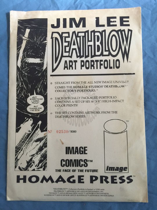 JIM LEE DEATHBLOW ART PORTFOLIO - 6 PRINTS - Sealed / Numbered Portfolio