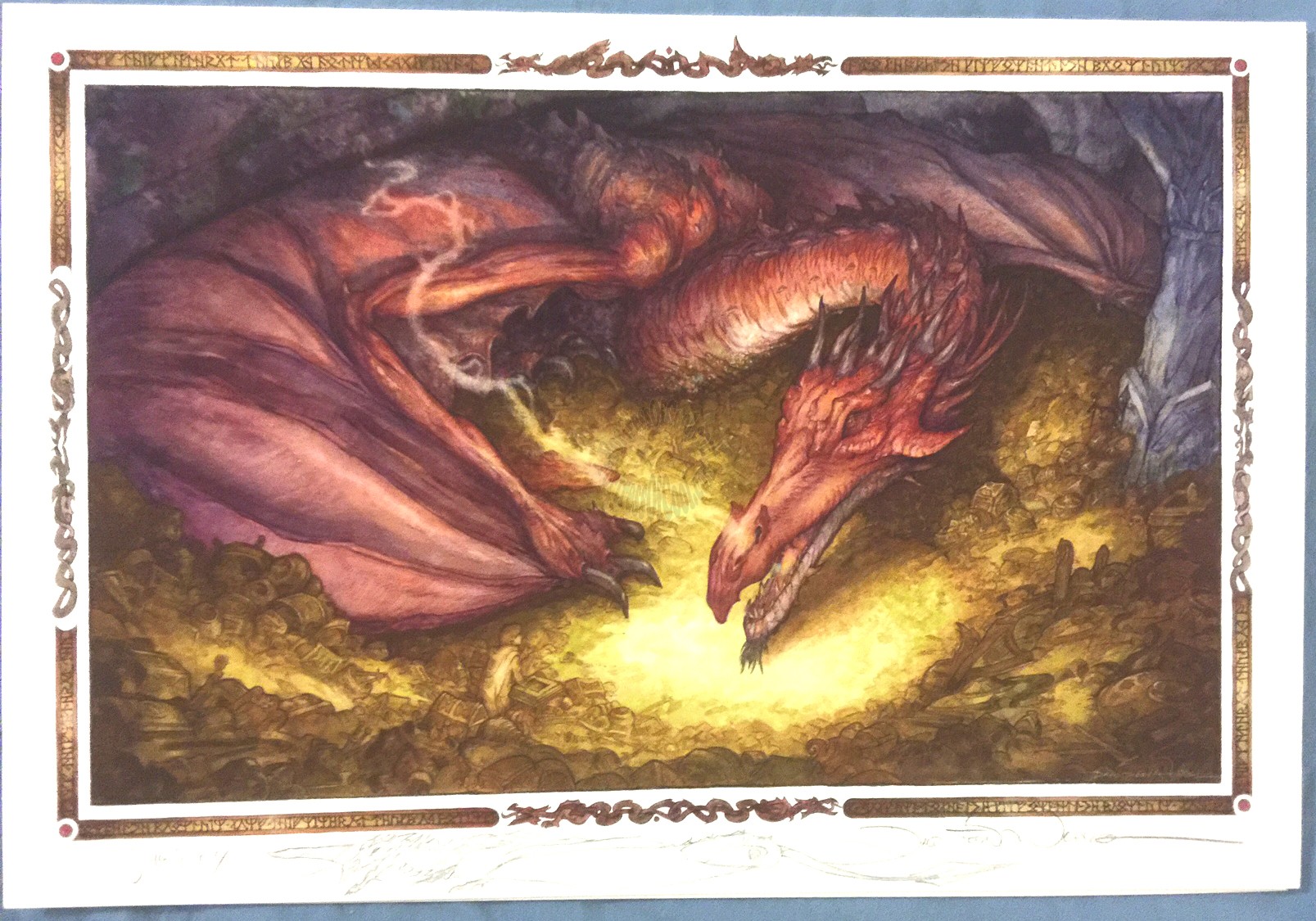 The Hobbit - David T. Wenzel -  Signed - Remarqued A/P Giclee Smaug and Bilbo Art Print