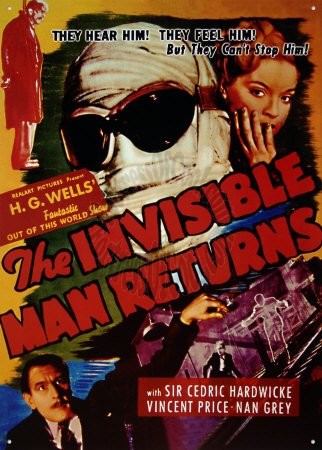 INVISIBLE MAN RETURNS METAL/TIN SIGN