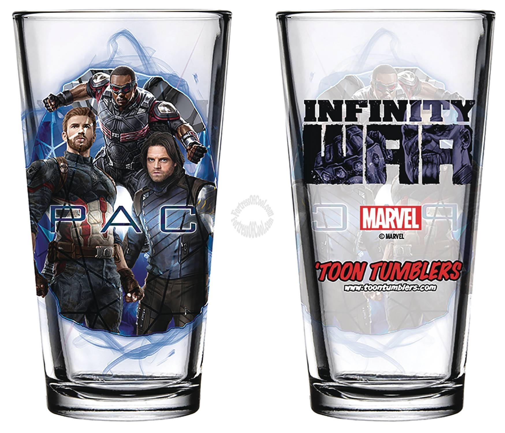 AVENGERS INFINITY WAR CAPTAIN AMERICA WINTER SOLDIER FALCON PINT GLASS