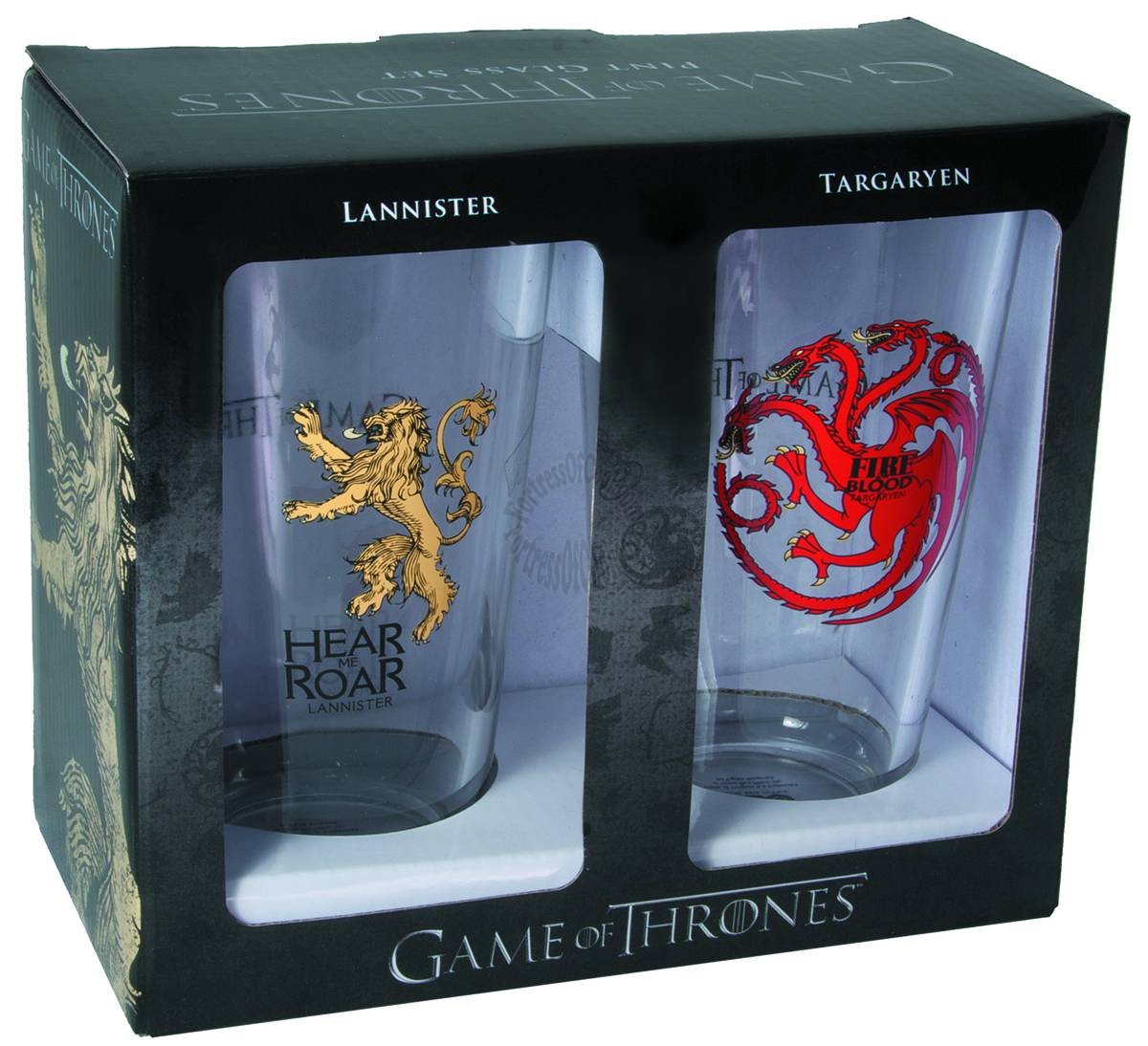 GAME OF THRONES PINT GLASS SET TARGARYEN & LANNISTER