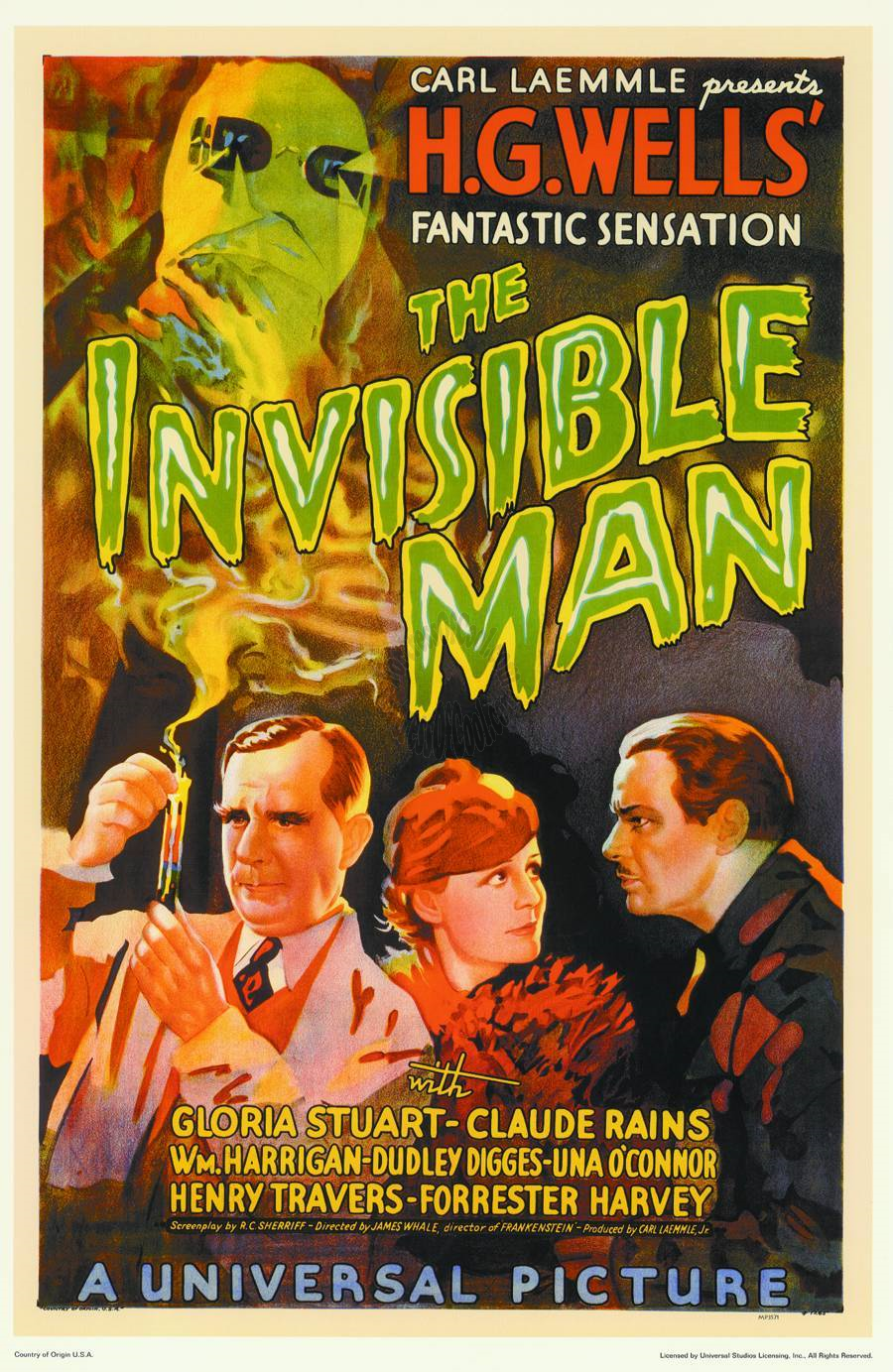 HG WELLS INVISIBLE MAN MOVIE MASTERPRINT