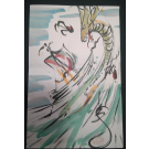 Water Dragon - Andy Lee Signed Original Con Style Fan Painting
