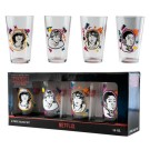 Stranger Things 4 Piece 16 ounce Pint Glass Set 