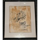 THE PHANTOM riding HERO with DEVIL - HAND SIGNED FRAMED PRINT by STRIP ARTIST - SY BARRY