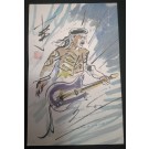 ROCK GOD - Andy Lee Signed Original Con Style Fan Painting